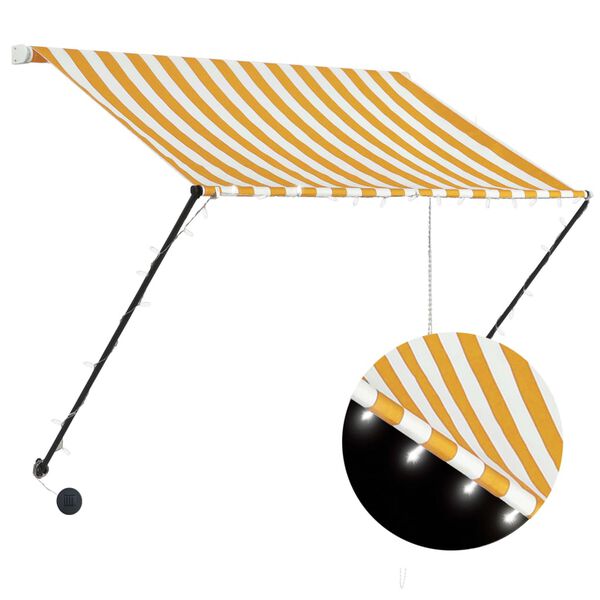 vidaXL Tenda da Sole Retrattile con LED 150x150 cm Giallo e Bianco