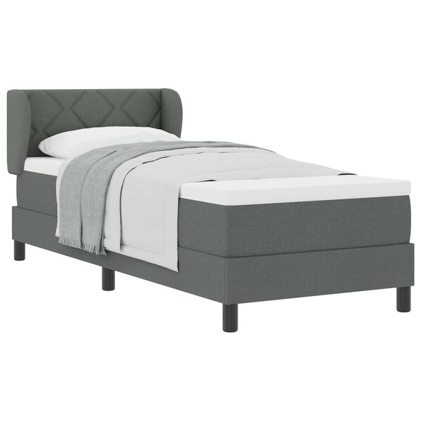 vidaXL Letto a molle con materasso Grigio scuro 80 x 200 cm Tessuto