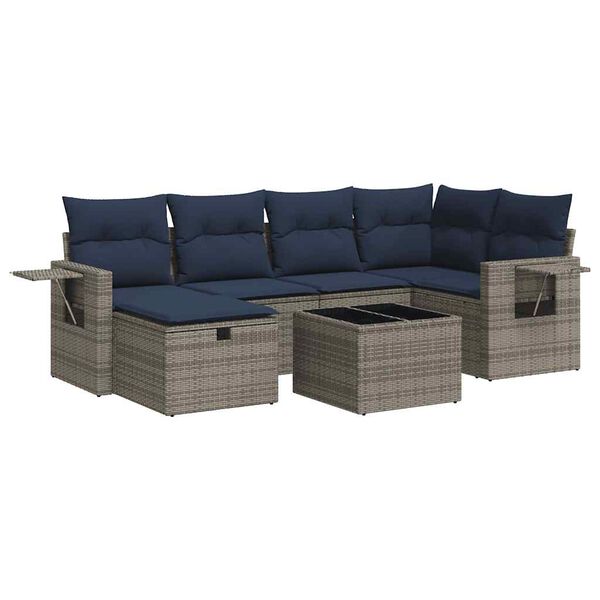 vidaXL Set Divano da Giardino 6 pz con Cuscini Grigio in Polyrattan