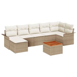 vidaXL Set Divano da Giardino con cuscino 8 pcs Beige polyrattan