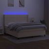vidaXL Letto a Molle con Materasso e LED Crema 180x200 cm in Tessuto