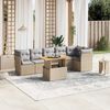 vidaXL Set Divani da Giardino 7 pz con Cuscini Beige in Polyrattan