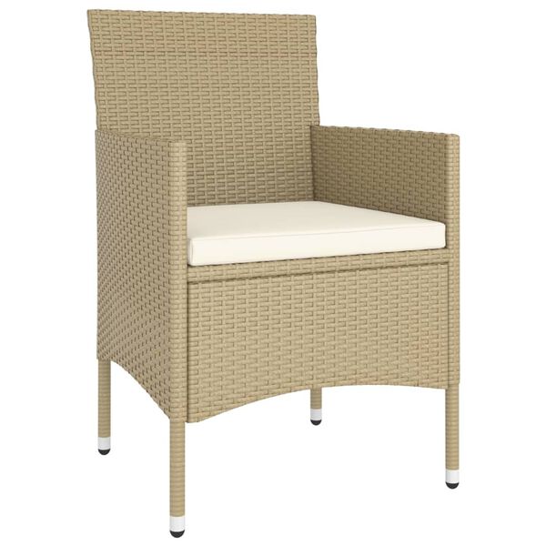vidaXL Set Bistrot da Giardino 5 pz Polyrattan e Vetro Temperato Beige