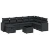 vidaXL Set Divani da Giardino 9 pz con Cuscini Nero in Polyrattan