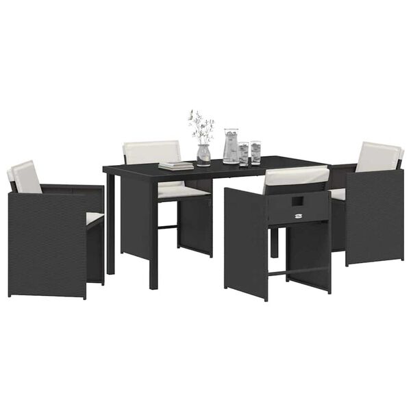 vidaXL Set da Pranzo per Giardino 5 pcs Nero polyrattan