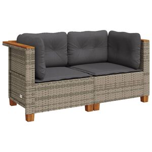 vidaXL Divani Angolari da Giardino con Cuscini 2pz Polyrattan Grigio