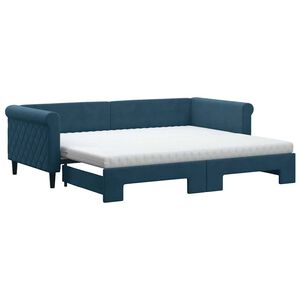 vidaXL Divano Letto Estraibile con Materassi Blu 90x200 cm Velluto