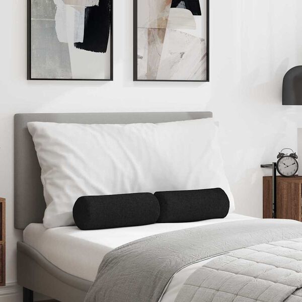 vidaXL Cuscini a rullo 2 pcs Nero Ø 15 x 40 cm Tessuto