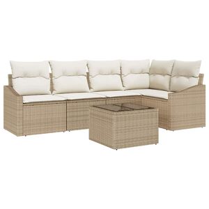 vidaXL Set Divano da Giardino 6 pz Beige e Crema polyrattan