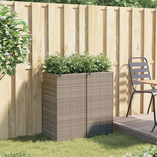 vidaXL Fioriere da Giardino 2 pz Grigie 40x40x80 cm in Polyrattan