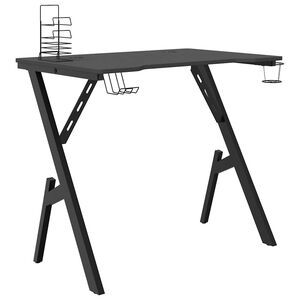 vidaXL Scrivania da Gaming con Gambe a Y Nera 90x60x75 cm