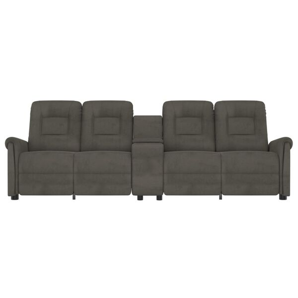 vidaXL Divano Massaggio a 4 Posti con Portabicchieri Grigio Scuro