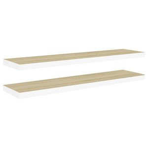 vidaXL Scaffali a Parete 2 pz Rovere e Bianco 90x23,5x3,8 cm in MDF