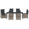 vidaXL Set da Pranzo per Giardino con cuscino 7 pcs Grigio polyrattan