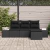 vidaXL Set Divano da Giardino con cuscino con archiviazione 4 pcs Nero