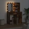 vidaXL Set da tavolo da trucco con LED con cassetto 2 pcs Rovere fum&eacute;