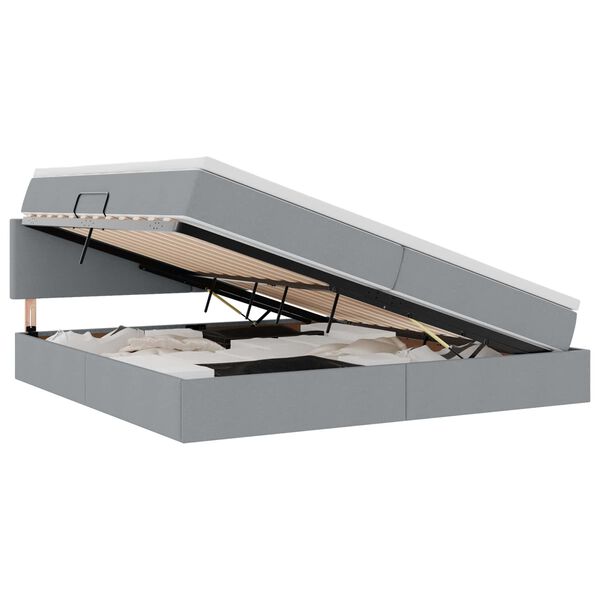 vidaXL Letto con contenitore e materasso Grigio chiaro 200 x 200 cm