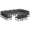 vidaXL Set Divano da Giardino 11 pz Nero Alluminio