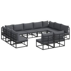 vidaXL Set Divano da Giardino 11 pz Nero Alluminio