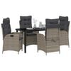 vidaXL Set da Pranzo per Giardino con cuscino 5 pcs Grigio polyrattan