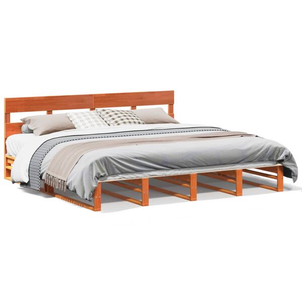 vidaXL Letto senza Materasso Marrone Cera 200x200 cm in Legno di Pino