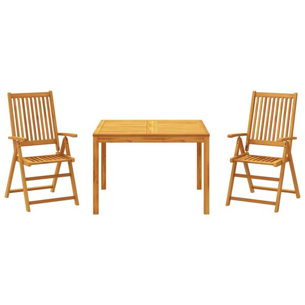 vidaXL Set da Pranzo per Giardino 3 pz in Legno Massello di Acacia