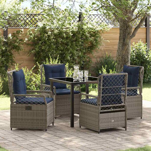 vidaXL Set da Pranzo per Giardino 5 pcs Grigio polyrattan