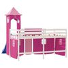 vidaXL Letto a Soppalco con Torre Bambini Rosa 80x200cm Massello Pino
