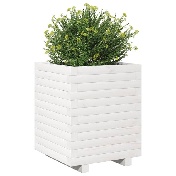 vidaXL Fioriera da Giardino Bianca 40x40x49,5cm Legno Massello di Pino