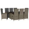 vidaXL Set da Pranzo da Giardino 9 pz con Cuscini in Polyrattan Grigio