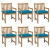 vidaXL Sedie da Giardino 6 pz con Cuscini Azzurri in Massello di Teak