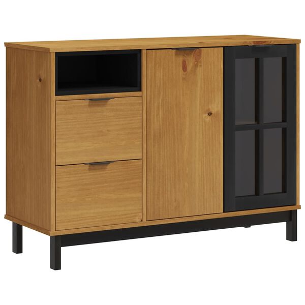 vidaXL Credenza FLAM 110x40x80 cm Anta in Vetro Massello di Pino