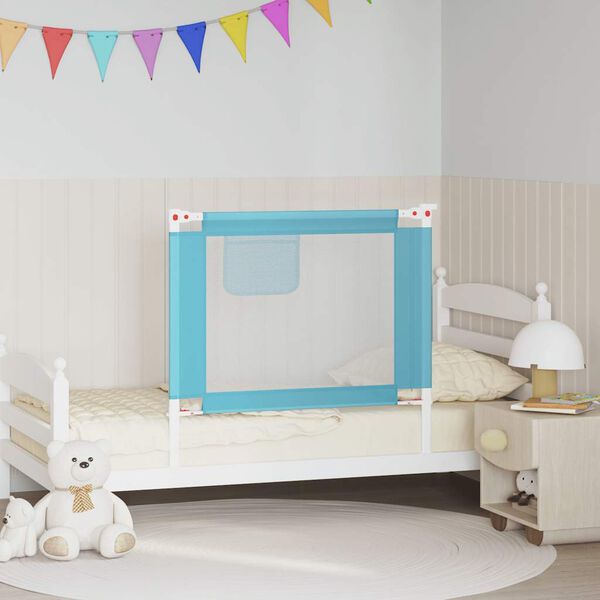 vidaXL Sponda Letto di Sicurezza per Bambini Blu 90x25 cm in Tessuto