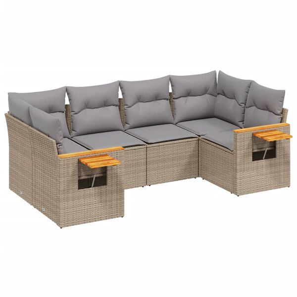 vidaXL Set Divano da Giardino 6 pz con Cuscini Beige in Polyrattan