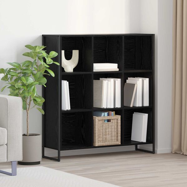 vidaXL Armadio per Libri Rovere Nero 99.5 x 30 x 108.5 cm