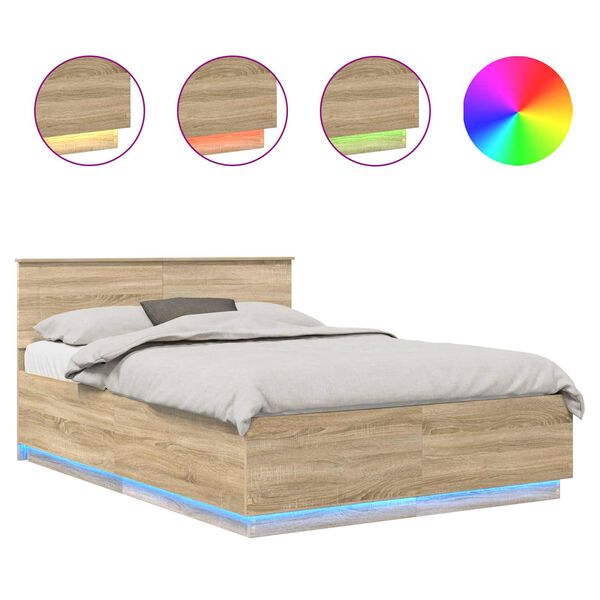 vidaXL Struttura del letto con testiera Rovere Sonoma 150 x 200 cm