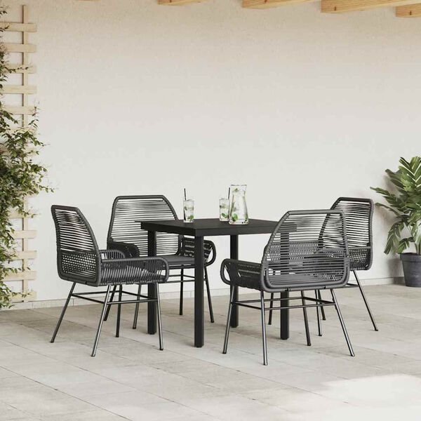 vidaXL Set da Pranzo da Giardino con Cuscini 5 pz Polyrattan Vetro