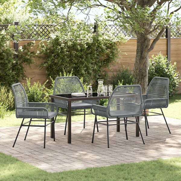 vidaXL Set da Pranzo per Giardino con cuscino 5 pcs Grigio polyrattan