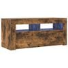 vidaXL Mobile Porta TV con Luci LED Rovere Fumo 90x35x40 cm