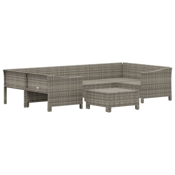vidaXL Set Divani da Giardino 7 pz con Cuscini in Polyrattan Grigio