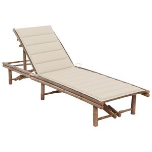 vidaXL Lettino Prendisole da Giardino con Cuscino in Bamb&ugrave;