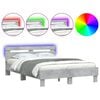 vidaXL Giroletto con Testiera e LED Grigio Cemento 120x200 cm