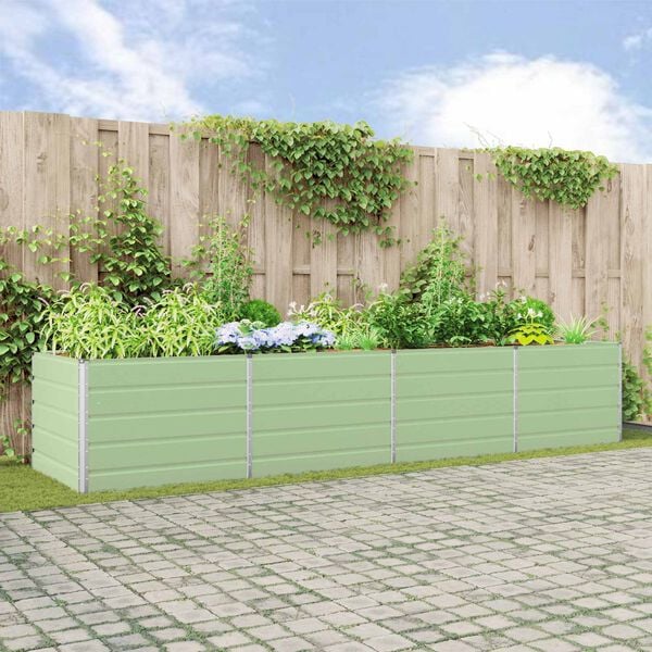 vidaXL Fioriera Verde Pastello 195 x 100 x 45 cm Acciaio zincato