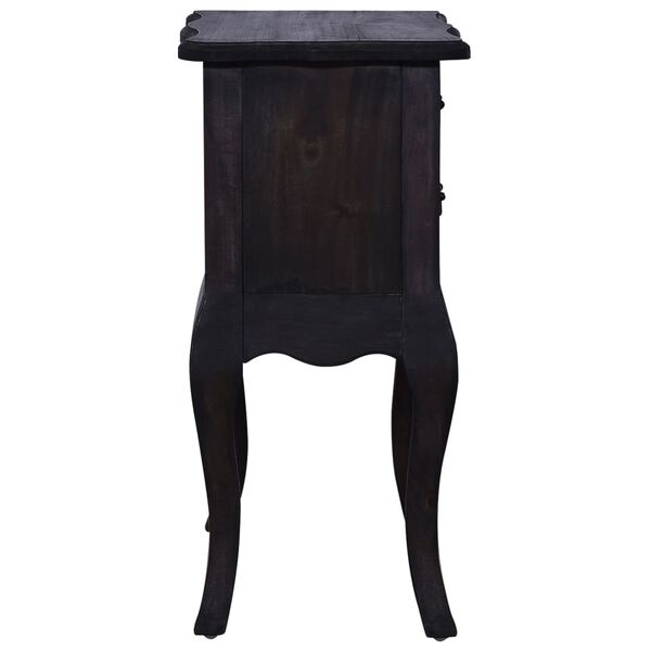 vidaXL Tavolino con Cassetti Nero 60x30x60 cm Legno Massello di Mogano