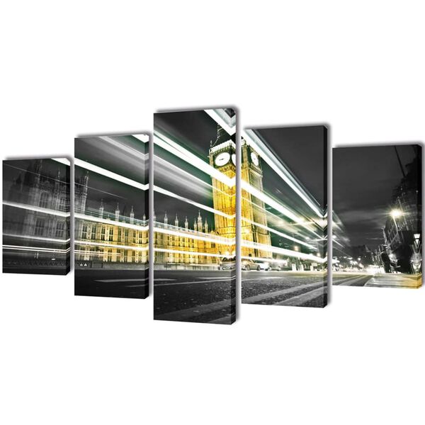vidaXL Set Stampa su Tela da Muro Londra Big Ben 100 x 50 cm