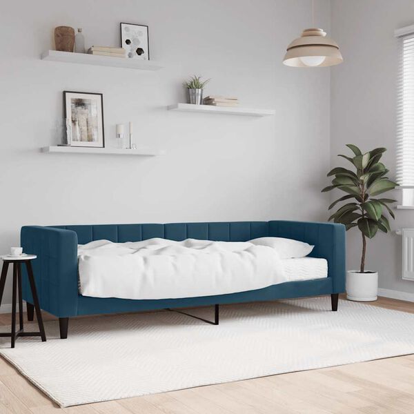 vidaXL Divano Letto con Materasso Blu 80x200 cm in Velluto