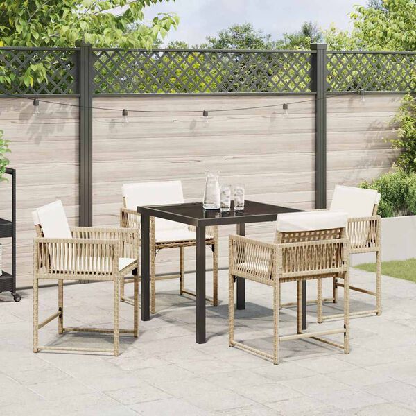 vidaXL Set da Pranzo per Giardino 5 pcs Beige polyrattan