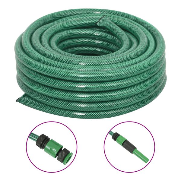vidaXL Set Tubo da Giardino con Raccordi Verde 0,75" 100 m in PVC