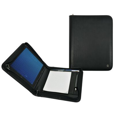 DESQ Cartella Portadocumenti A5 con Blocco Note e Supporto Tablet Nera