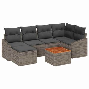 vidaXL Set Divano da Giardino 7 pcs Grigio polyrattan